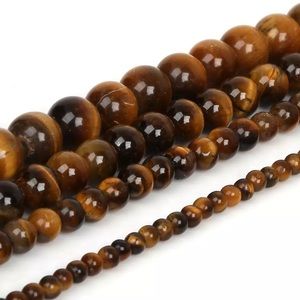 Bundle!! Tiger eye natural gemstone round beads